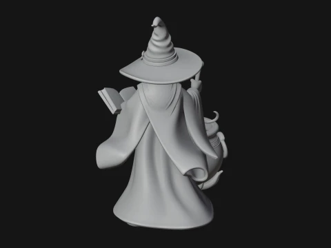 Wizard with Cauldron Statue Design 1 - 3D Print Model 3D Print Model