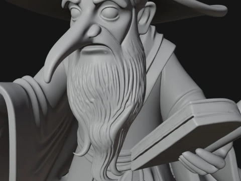 Wizard with Cauldron Statue Design 1 - 3D Print Model 3D Print Model