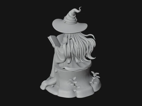 Witch Reading a Book Statue Design 1 - 3D Print Model 3D Print Model