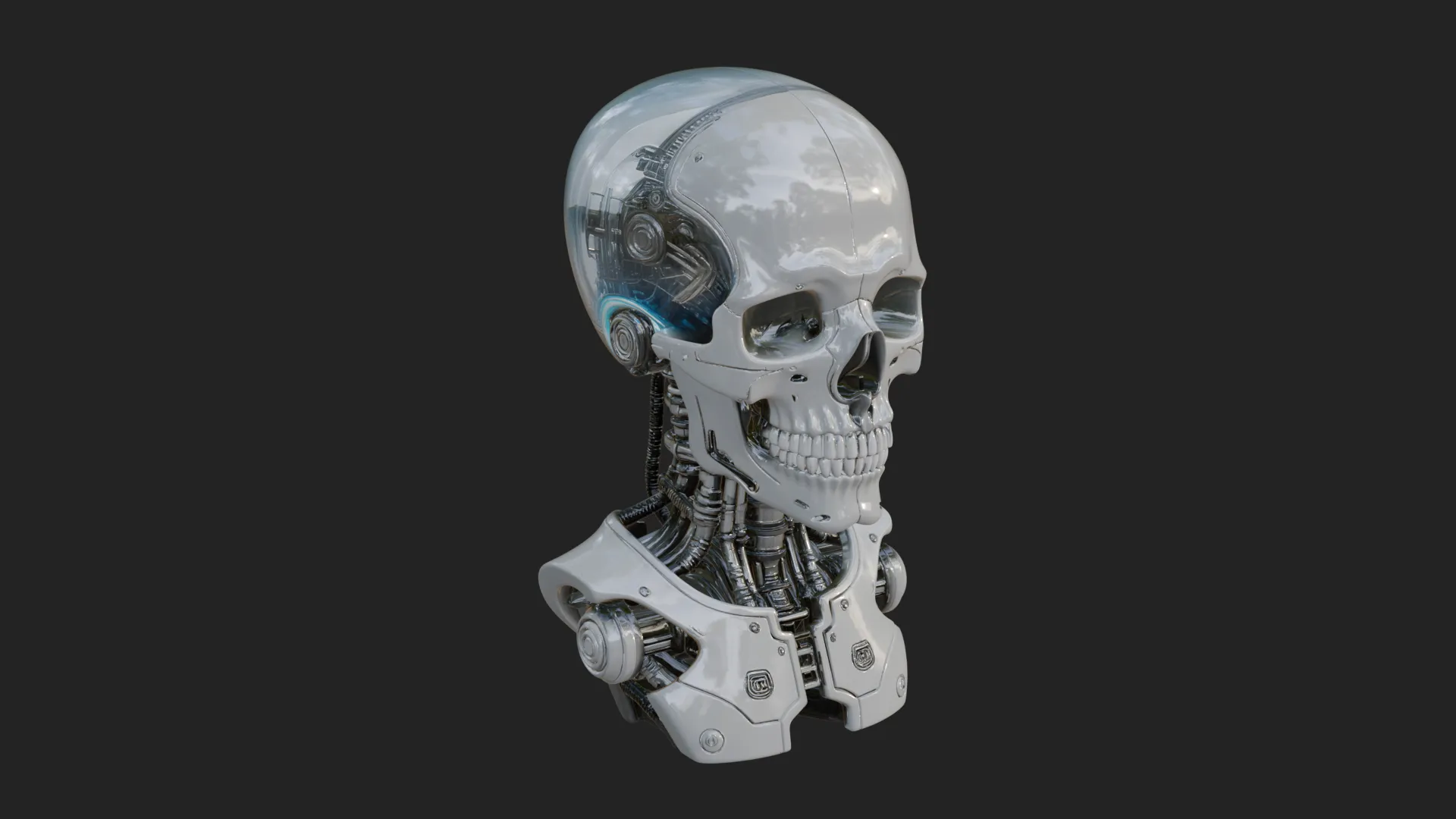 Cyborg Skull Bust Statue Design 2 - 3D Print Model 3D Print Model .c4d .max .obj .3ds .fbx .stl .blend 