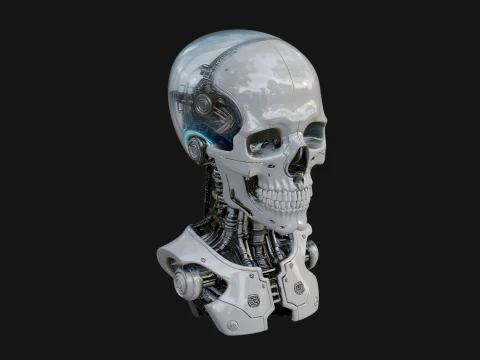 Cyborg Skull Bust Statue Design 2 - 3D Print Model 3Dプリントモデル