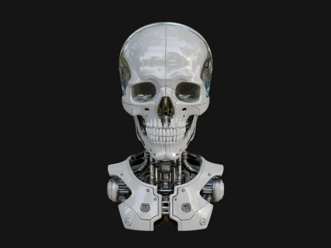 Cyborg Skull Bust Statue Design 2 - 3D Print Model 3D Print Model