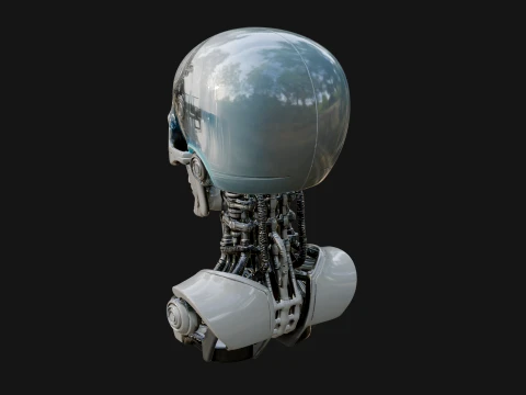 Cyborg Skull Bust Statue Design 2 - 3D Print Model 3D Print Model