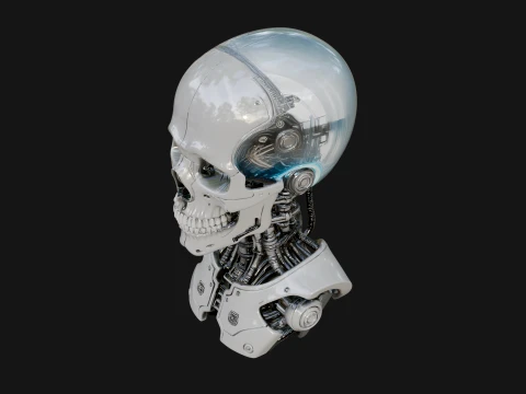 Cyborg Skull Bust Statue Design 2 - 3D Print Model 3D Print Model
