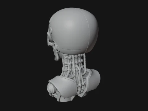 Cyborg Skull Bust Statue Design 2 - 3D Print Model 3D Print Model