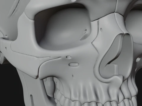 Cyborg Skull Bust Statue Design 2 - 3D Print Model 3D Print Model
