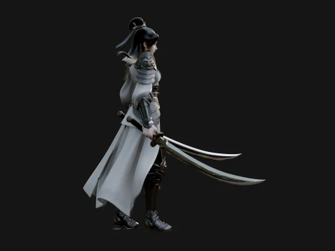 Chinese Swordswoman Statue Design 2 - 3D Print Model 3D Print Model