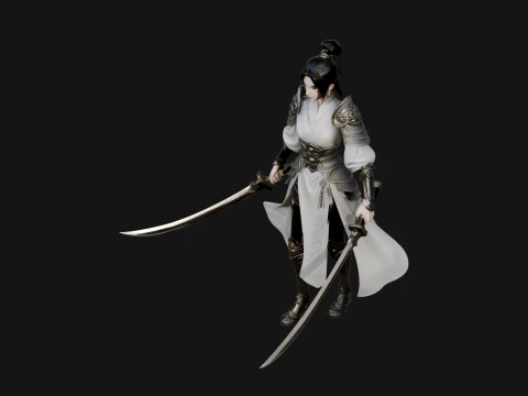 Chinese Swordswoman Statue Design 2 - 3D Print Model 3D Print Model