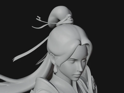 Chinese Swordswoman Statue Design 2 - 3D Print Model 3D Print Model