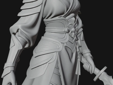 Chinese Swordswoman Statue Design 2 - 3D Print Model 3D Print Model