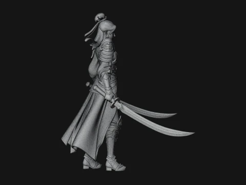 Chinese Swordswoman Statue Design 2 - 3D Print Model 3D Print Model