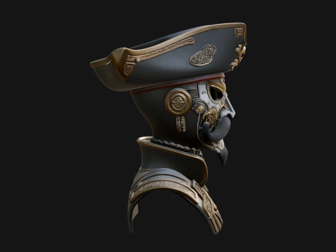 Steampunk Pirate Captain Bust Statue Design 1 - 3D Print Model 3D Print Model