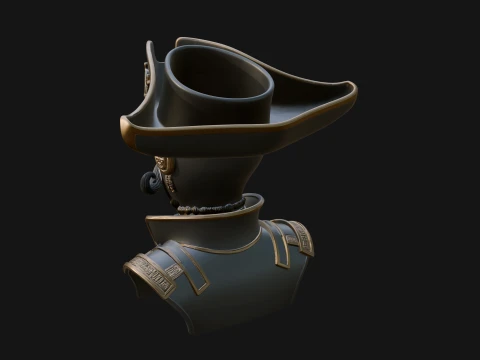 Steampunk Pirate Captain Bust Statue Design 1 - 3D Print Model 3D Print Model