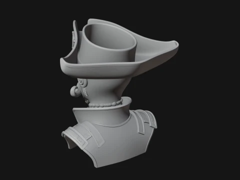 Steampunk Pirate Captain Bust Statue Design 1 - 3D Print Model 3D Print Model