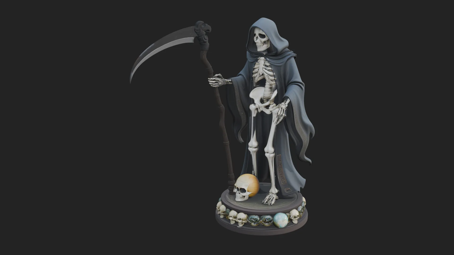 Grim Reaper with Scythe Statue Design 2 - 3D Print Model 3D Print Model .c4d .max .obj .3ds .fbx .stl .blend 