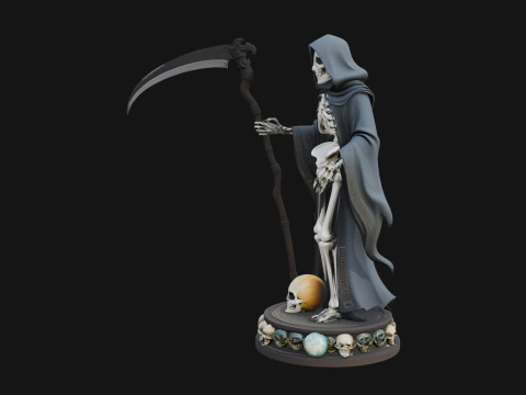 Grim Reaper with Scythe Statue Design 2 - 3D Print Model 3D Print Model