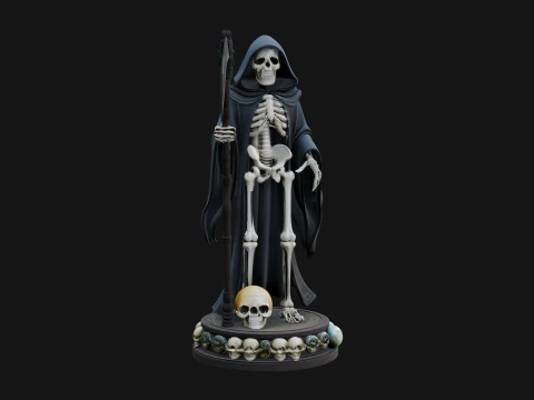 Grim Reaper with Scythe Statue Design 2 - 3D Print Model 3D Print Model