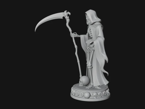 Grim Reaper with Scythe Statue Design 2 - 3D Print Model 3D Print Model