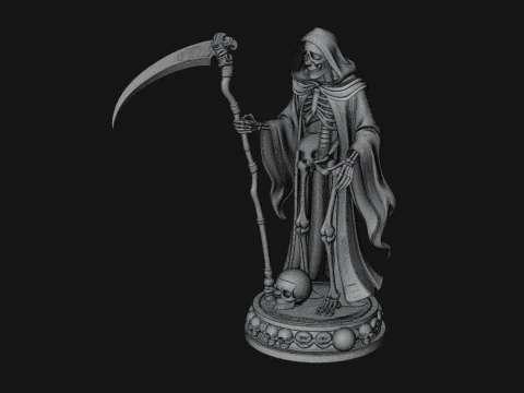 Grim Reaper with Scythe Statue Design 2 - 3D Print Model 3D Print Model