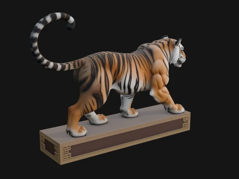 Standing Tiger Statue Design 2 - 3D Print Model 3D Druckmodell