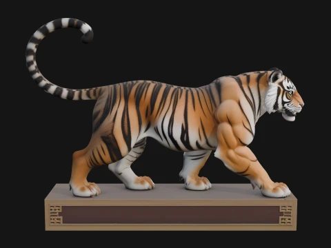 Standing Tiger Statue Design 2 - 3D Print Model 3D Print Model