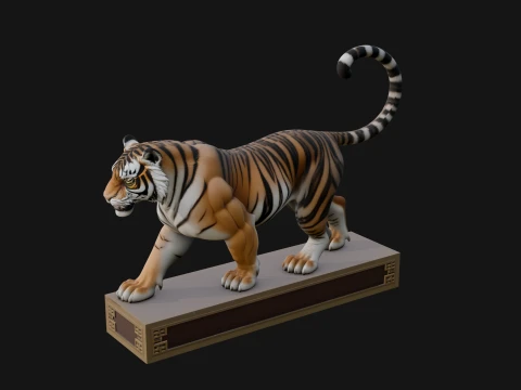 Standing Tiger Statue Design 2 - 3D Print Model 3D Print Model