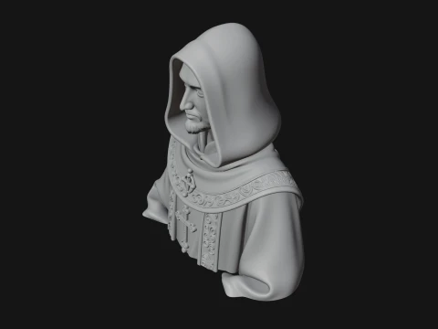 Hooded Monk Bust Statue Design 1 - 3D Print Model 3D Print Model