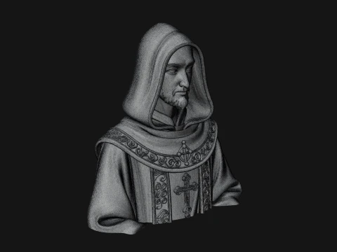 Hooded Monk Bust Statue Design 1 - 3D Print Model 3D Print Model