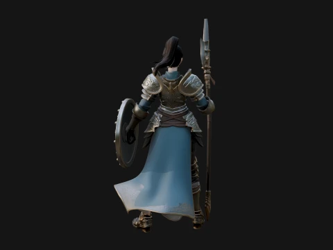 Woman Knight with Spear Statue Design 2 - 3D Print Model 3D Print Model