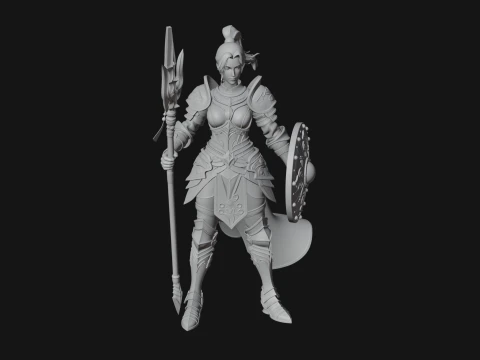 Woman Knight with Spear Statue Design 2 - 3D Print Model 3D Print Model