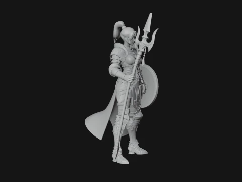 Woman Knight with Spear Statue Design 2 - 3D Print Model 3D Print Model