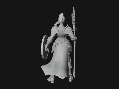 Woman Knight with Spear Statue Design 2 - 3D Print Model 3D Print Model