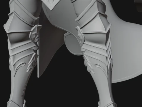 Woman Knight with Spear Statue Design 2 - 3D Print Model 3D Print Model