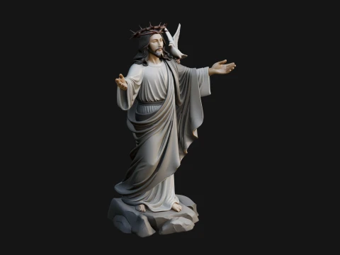 Winged Christ Statue Design 4 - 3D Print Model 3Dプリントモデル