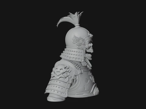 Skull Samurai Bust Statue Design 2 - 3D Print Model 3D Print Model