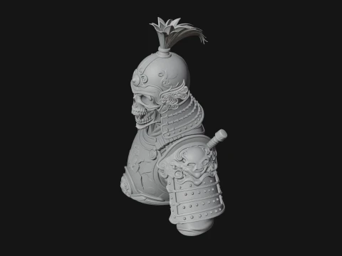 Skull Samurai Bust Statue Design 2 - 3D Print Model 3D Print Model