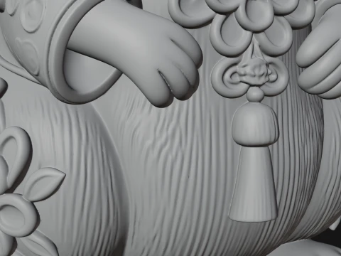 Floral Chibi Mouse Statue Design 1 - 3D Print Model 3D Print Model