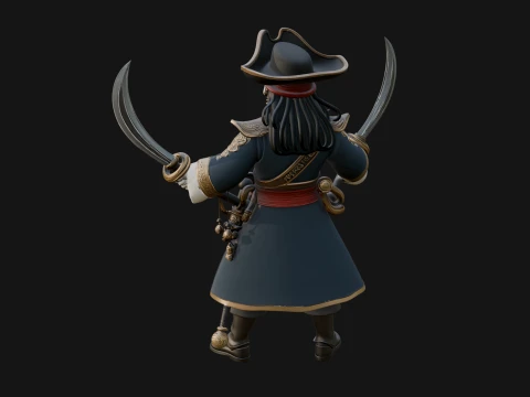 Skeleton Pirate Captain Statue Design 3 - 3D Print Model 3D Print Model