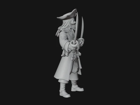 Skeleton Pirate Captain Statue Design 3 - 3D Print Model 3D Print Model