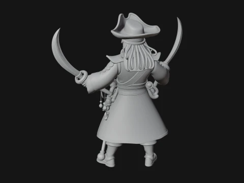 Skeleton Pirate Captain Statue Design 3 - 3D Print Model 3D Print Model