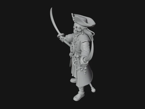 Skeleton Pirate Captain Statue Design 3 - 3D Print Model 3D Print Model