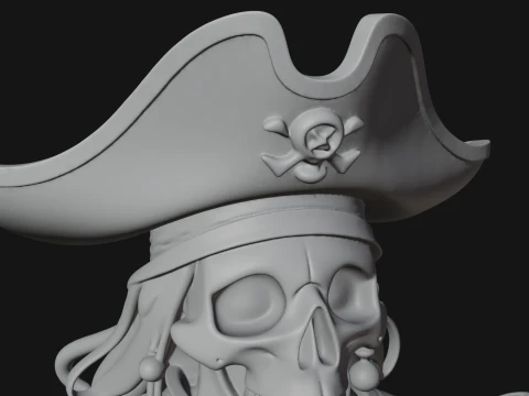 Skeleton Pirate Captain Statue Design 3 - 3D Print Model 3D Print Model