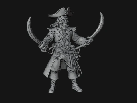 Skeleton Pirate Captain Statue Design 3 - 3D Print Model 3D Print Model