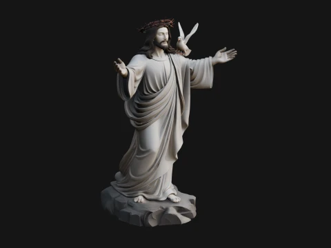 Winged Christ Statue Design 5 - 3D Print Model 3Dプリントモデル