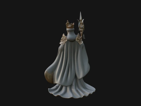Crowned Queen with Spear Statue Design 1 - 3D Print Model 3D Print Model