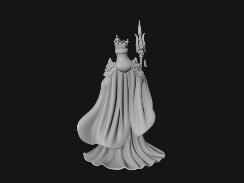 Crowned Queen with Spear Statue Design 1 - 3D Print Model 3D Print Model