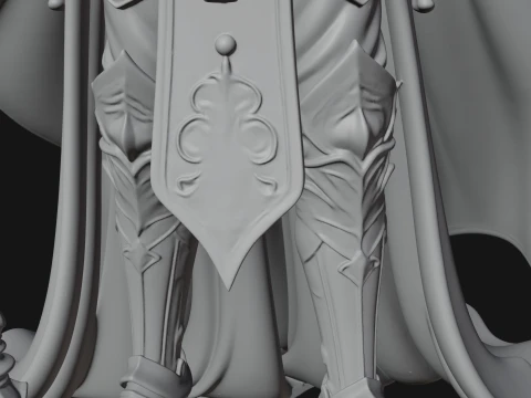 Crowned Queen with Spear Statue Design 1 - 3D Print Model 3D Print Model