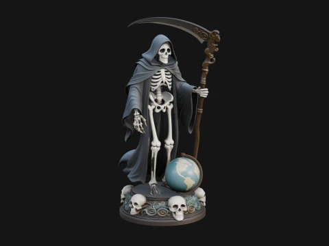 Grim Reaper with Scythe Statue Design 3 - 3D Print Model 3D Print Model