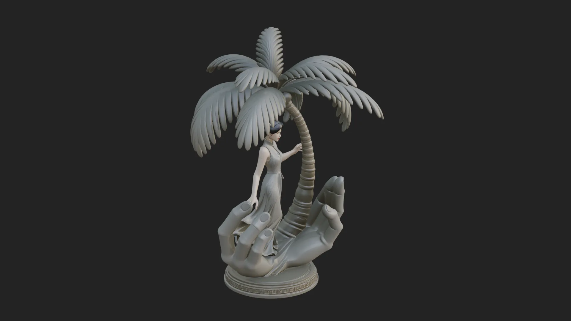Hands Holding Palm Tree Statue Design 2 - 3D Print Model 3D Print Model .c4d .max .obj .3ds .fbx .stl .blend 