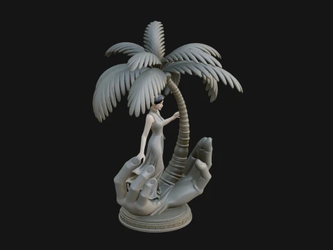 Hands Holding Palm Tree Statue Design 2 - 3D Print Model 3D Print Model
